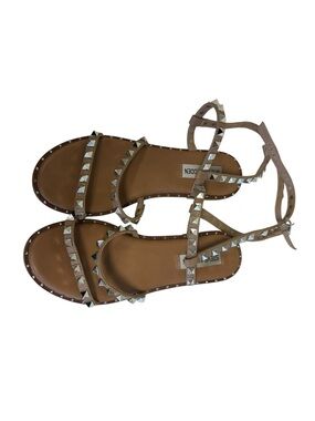 Steve Madden Brown Leather Studded Strappy Sandals